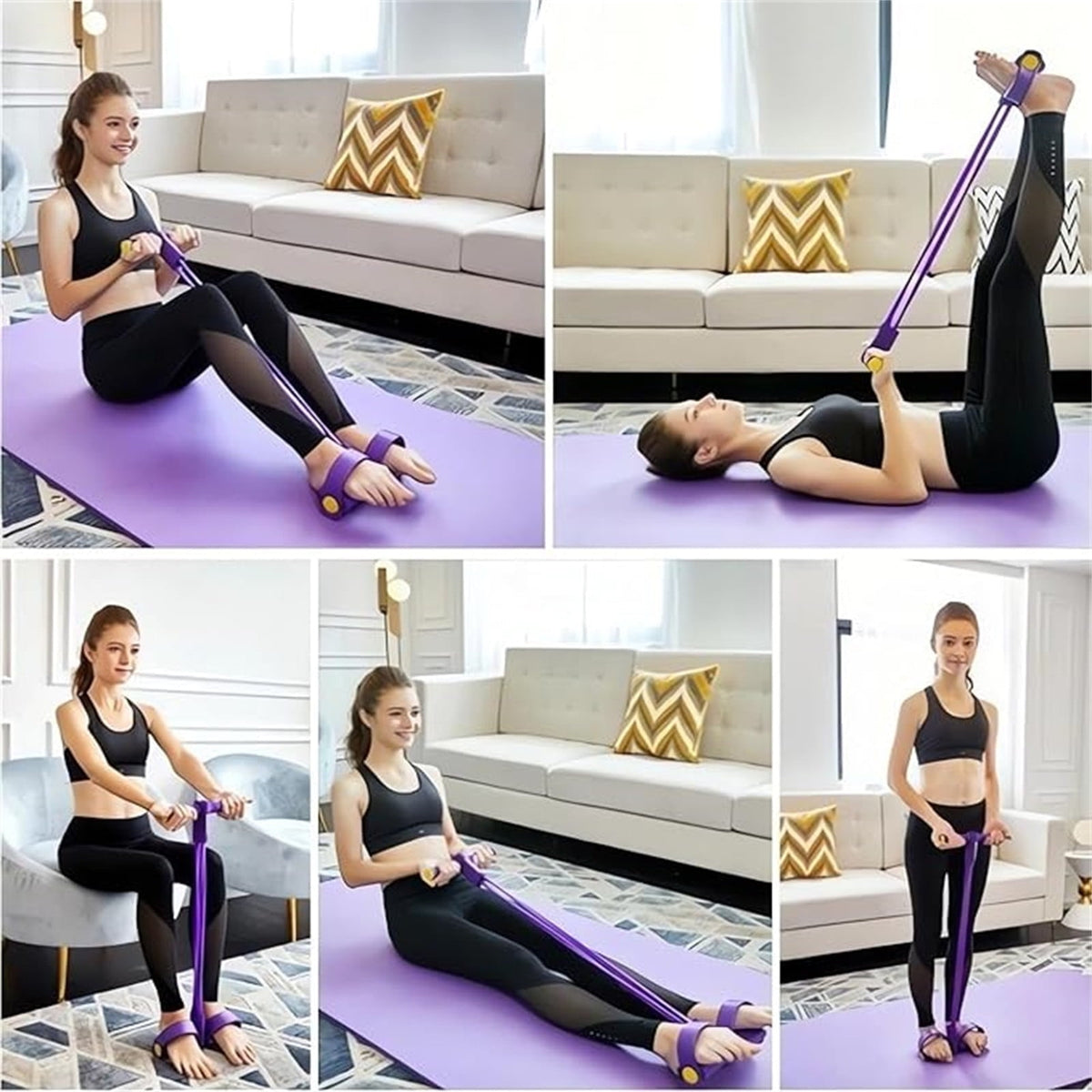 Clearance!4-Tube Pedal Puller Resistance Rope - Foot Pedal Resistance Band,Yoga Elastic Exercise Bands, for Women Jump Fitness, Abdomen/Arm Weight/Waist/Leg Stretching Slimming Training Pink