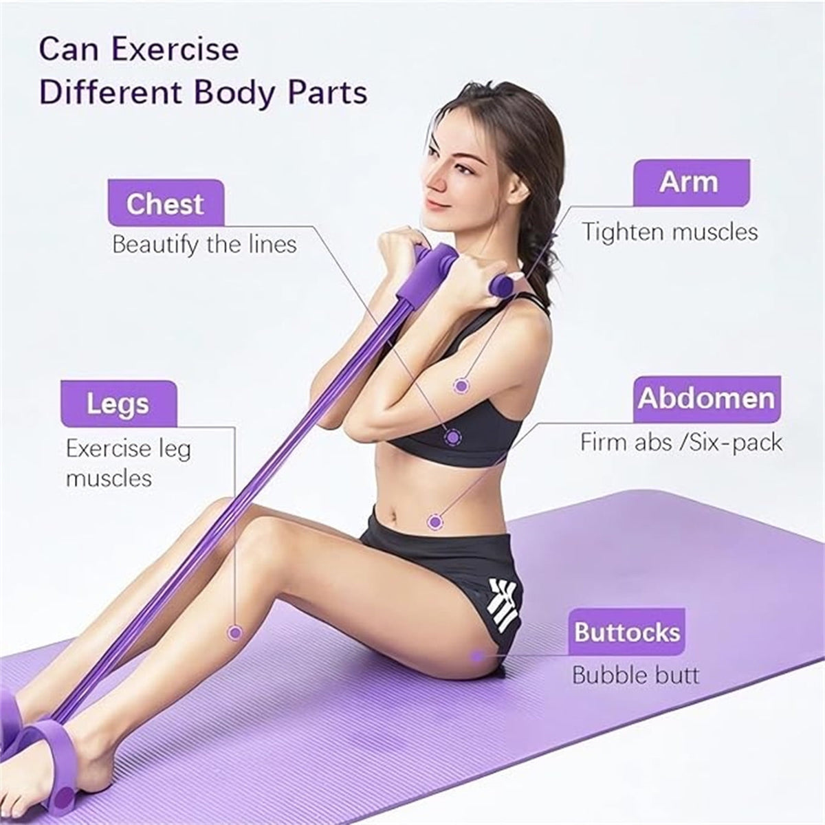 Clearance!4-Tube Pedal Puller Resistance Rope - Foot Pedal Resistance Band,Yoga Elastic Exercise Bands, for Women Jump Fitness, Abdomen/Arm Weight/Waist/Leg Stretching Slimming Training Purple