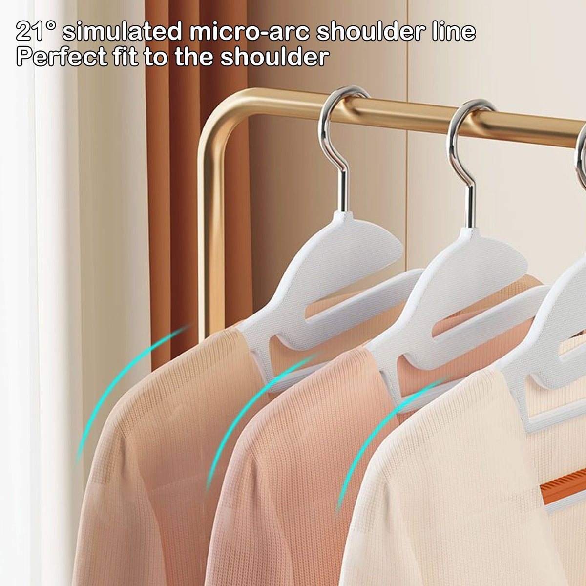 Clothes Hangers Plastic, Sweater Hanger with 360° Swivel Hook, No Slip Hangers Wind Proof, Hanger Space-Saving, No Shoulder Bump Hangers Orange