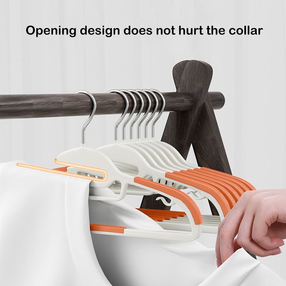 Clothes Hangers Plastic, Sweater Hanger with 360° Swivel Hook, No Slip Hangers Wind Proof, Hanger Space-Saving, No Shoulder Bump Hangers Orange