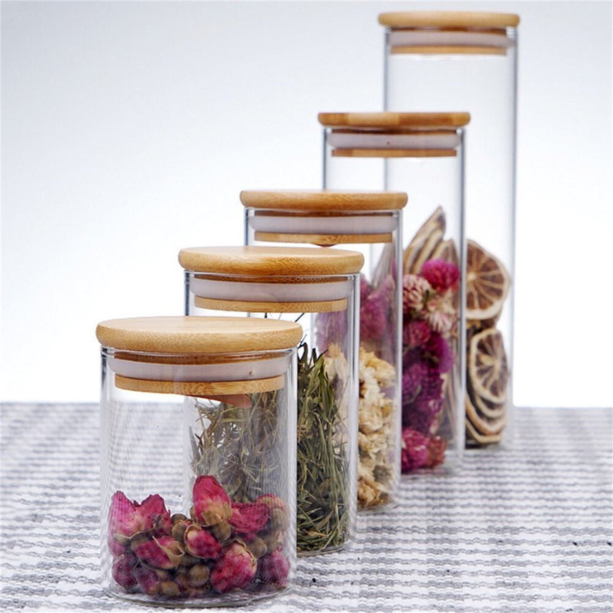 Glass Storage Containers with Lids, Glass Jars with Lids, Food Jar, Round Canister, Pantry Organizers and Storage for, Transparent, 175 ml