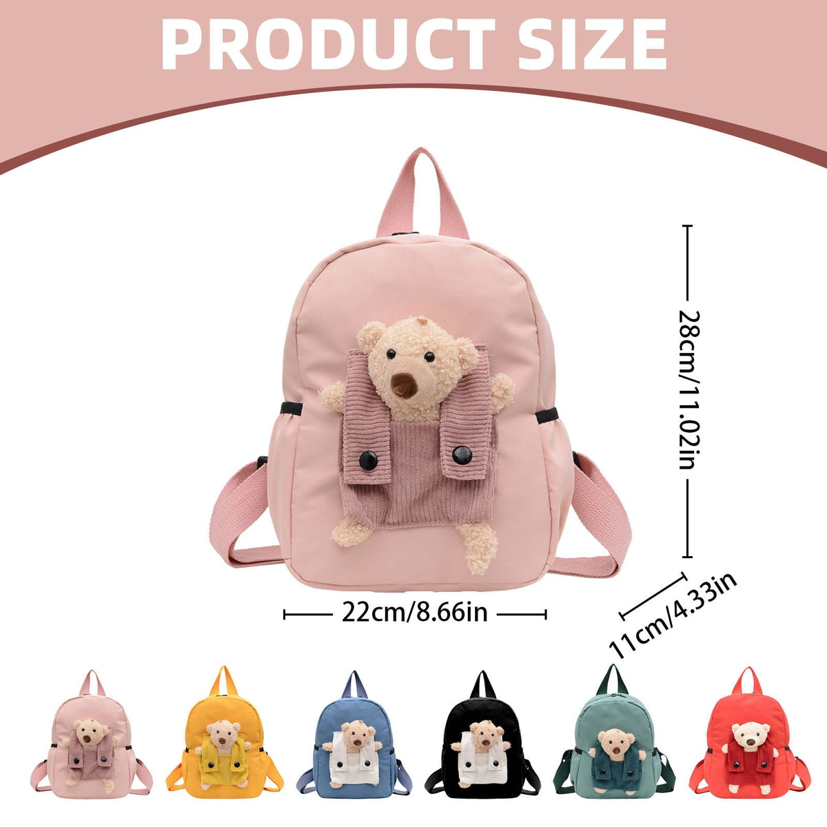 1 Pc Cute Travel Backpack with Detachable Bear, Casual Laptop Bookbag for Women Men, Large Capacity School Bag Birthday Gift, 8.6x11 in, Yellow