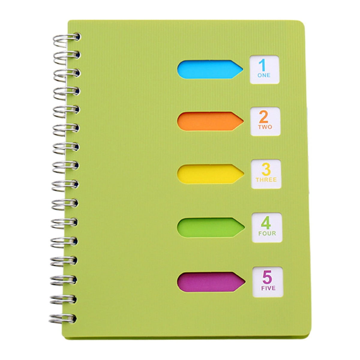 5 Subject Spiral Notebook, College Ruled A5 Notebook with Removable Divider Tabs and 220 Pages for Notes, Light Green, 5 x 7 in