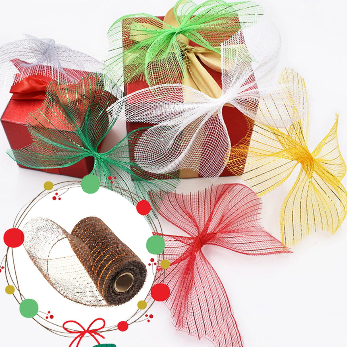 Poly Mesh Ribbon,6x338 Inch,Red Foil Mesh for Wreaths,Swags and Christmas Tree Decoration Ribbli Metallic Mesh Ribbon, Red Foil Mesh for Wreaths, Swags and Christmas Tree Decoration(Z1-Purple) pink