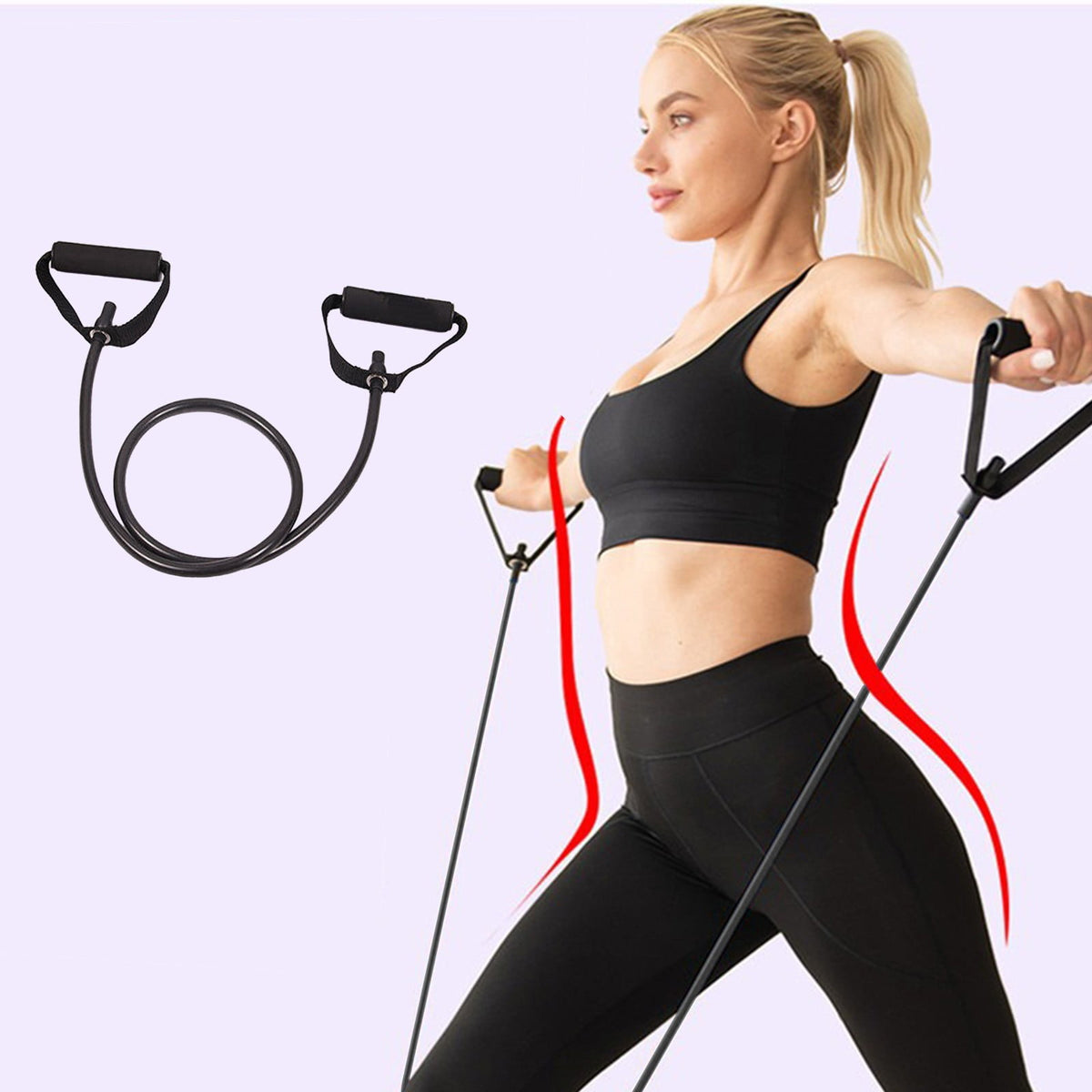 Resistance Bands with Handles, Exercise Bands with Handles, Single Resistance Bands for Resistance Training, Physical Therapy,Home Workouts, Black