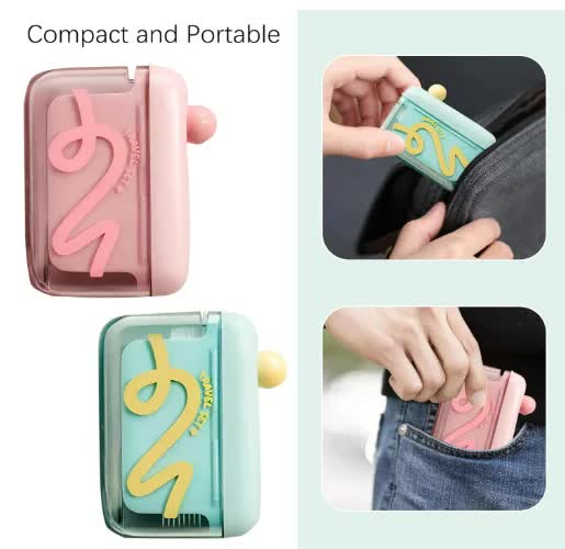Dental Floss Dispenser - Toothpick Holder - Dental Floss Holder - Automatic Floss Box - Interdental Brush Storage - Travel Case - Oral Care - Bathroom Accessories - Portable - Refillable - Travel Size - Toiletries - Pink - 1 Piece