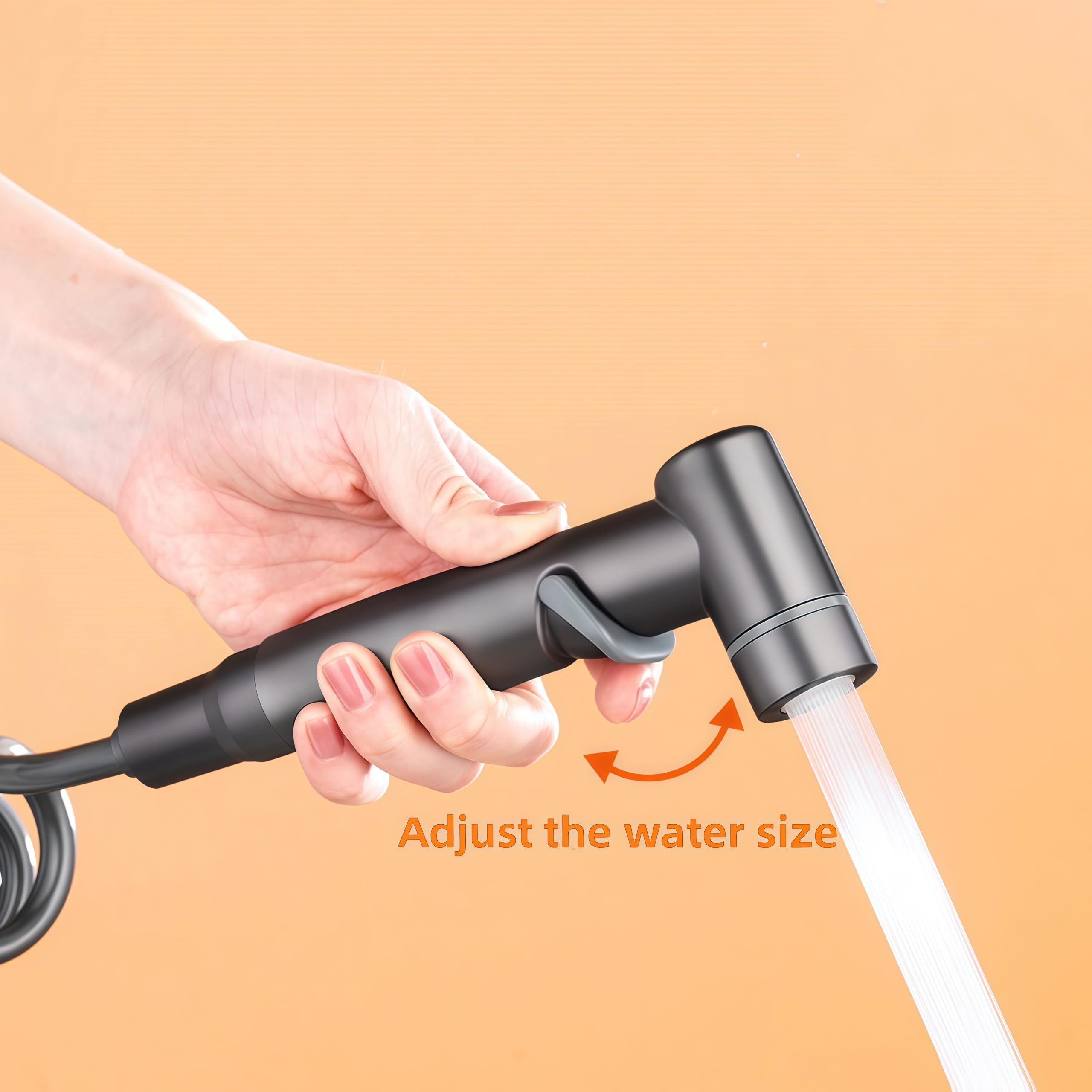 Bidet Sprayer - Hand Shower Toilet - Shattaf - WC Shower - Toilet Sprayer - Hand Bidet - Bidet Faucet - Intimate Hygiene - Stainless Steel - Bathroom Accessories - Complete Set with Hose - Including Adapter 1/2 to 3/8 - Gray - 1 Piece
