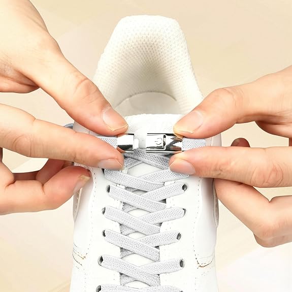 3 Pairs No-Tie Elastic Shoelaces for Sneakers and Running Shoes, Stretch Lock Laces for Quick, Comfortable Everyday Wear, White,Black,Gray