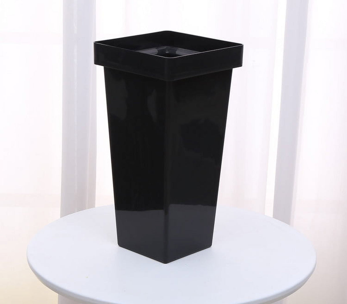 Plastic Flower Vase, Tall Flower Pot Pack of 1, Patio Deck Indoor Outdoor Garden Tree Planters 13.4 Inch (White) 4pcs-Black