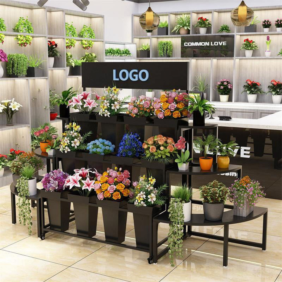 Plastic Flower Vase, Tall Flower Pot Pack of 1, Patio Deck Indoor Outdoor Garden Tree Planters 13.4 Inch (White) 4pcs-Black