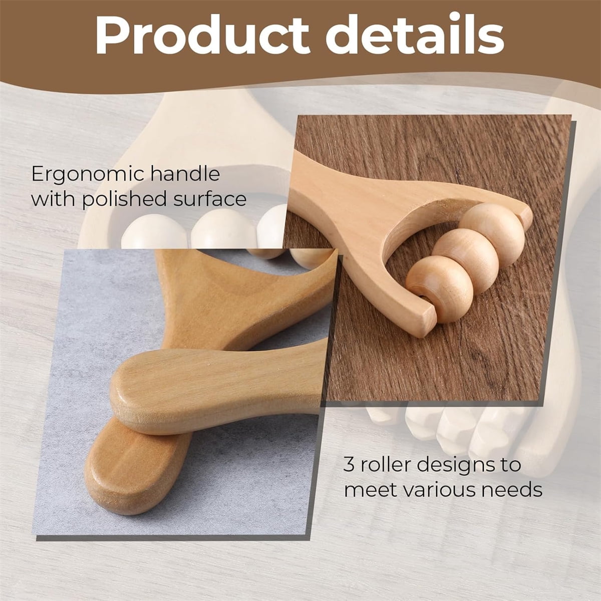 Wooden Massage Roller,4 Pcs Portable Hand Roller Massagers,Wood Therapy Massages Roller Stick,Muscle Back Neck Shoulder Legs Massages Rollers for Gym Studio Office Home
