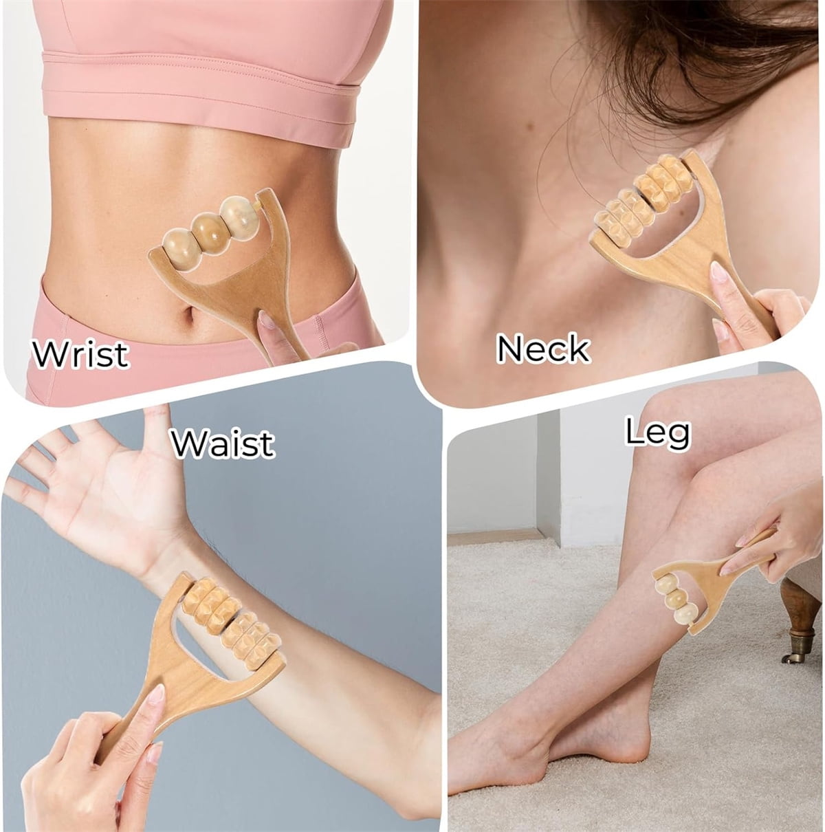 Wooden Massage Roller,4 Pcs Portable Hand Roller Massagers,Wood Therapy Massages Roller Stick,Muscle Back Neck Shoulder Legs Massages Rollers for Gym Studio Office Home