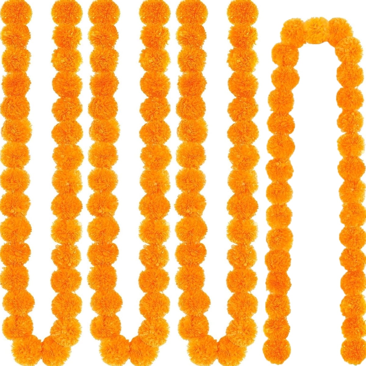 4Pcs Marigold Garland,5 ft Diwali Wedding Party Mantle Decoration,Faux Artificial Marigold Flowers,Faux Wedding Garlands,Diwali Decoration,Spring Bush Floral,Indian Marigold Flowers(Orange) Orange