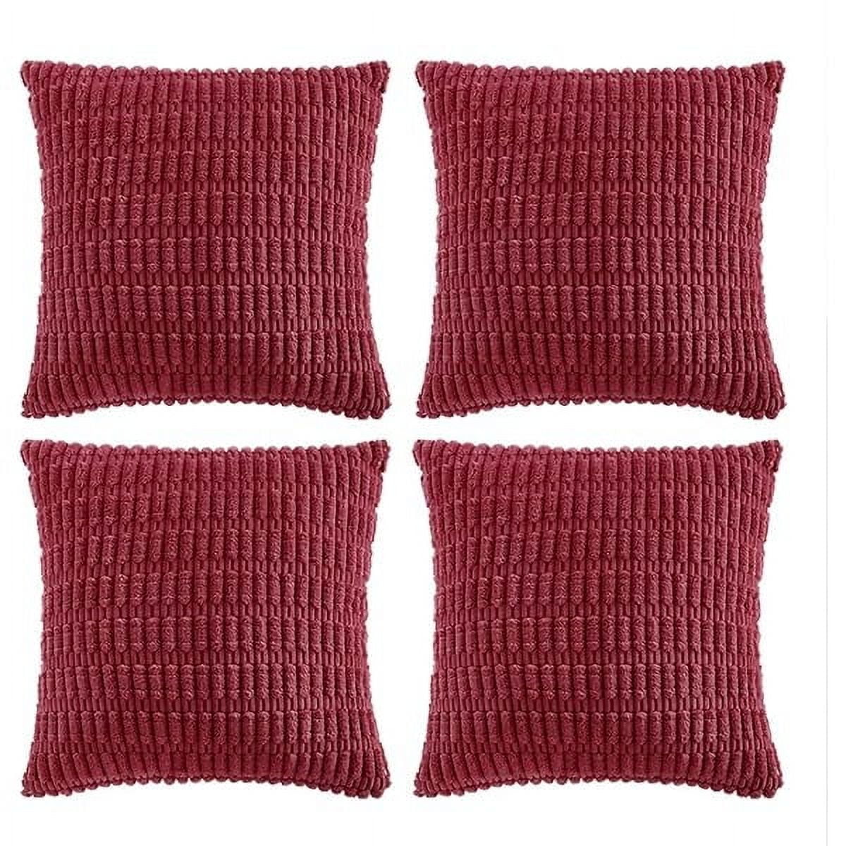 1611 4 Packs Burgundy Decorative Throw Pillow Covers 16x16 Inch for Living Room Couch Bed, Holiday Christmas Home Decor Gift, Soft Plush Corduroy Cute Square Accent Cushion Case 40x40 cm