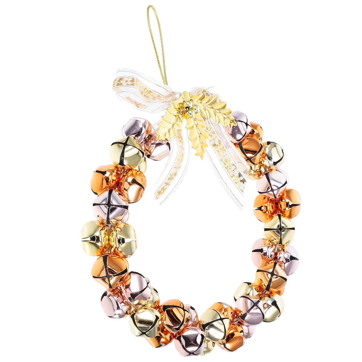 Golden Christmas Bell Wreath with Bells for Decoration Iron Material Adds Festive Touch