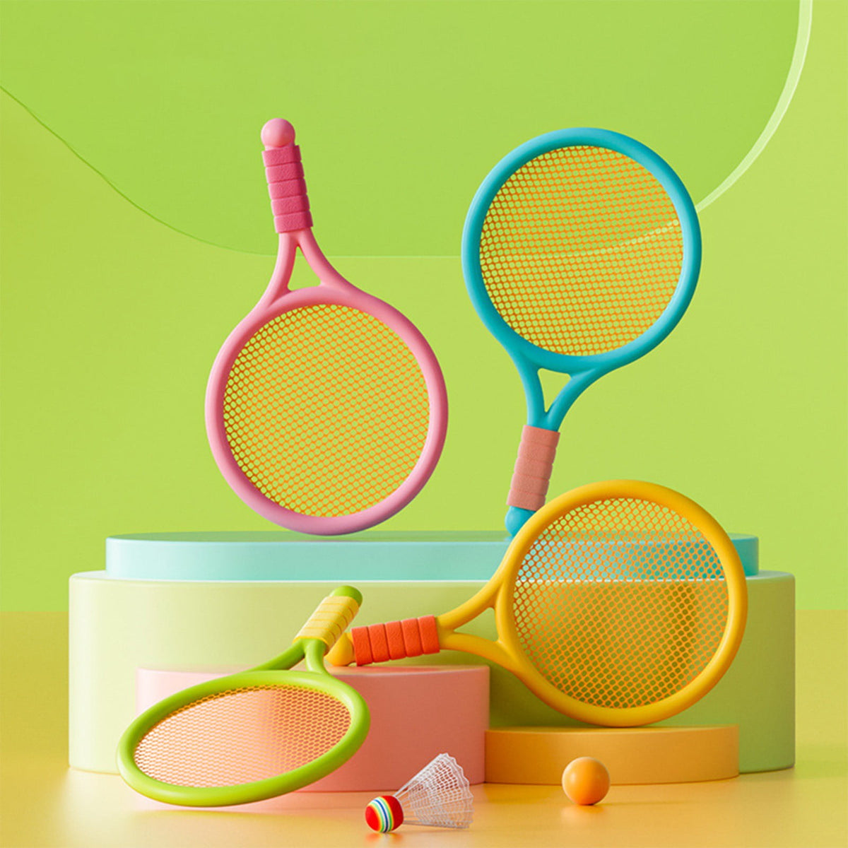 Kids Badminton & Tennis Set - Racket Family Sports Gift with Balls, Lightweight Beginner Gear for Ages 6-12, Indoor/Outdoor Play Blue