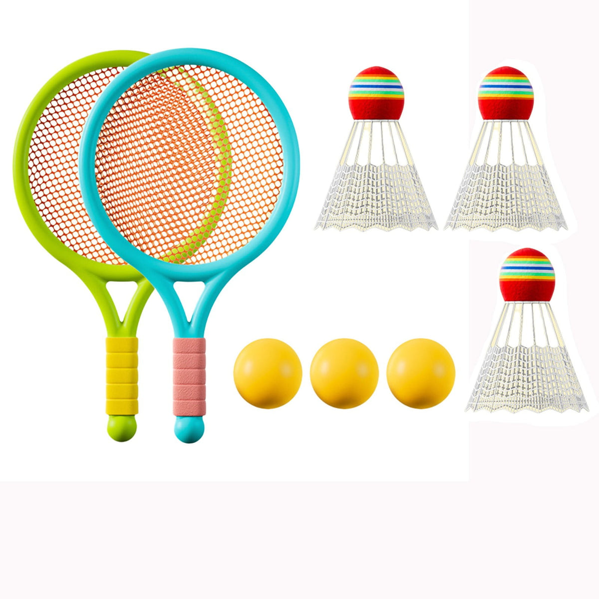 Kids Badminton & Tennis Set - Racket Family Sports Gift with Balls, Lightweight Beginner Gear for Ages 6-12, Indoor/Outdoor Play Blue 1