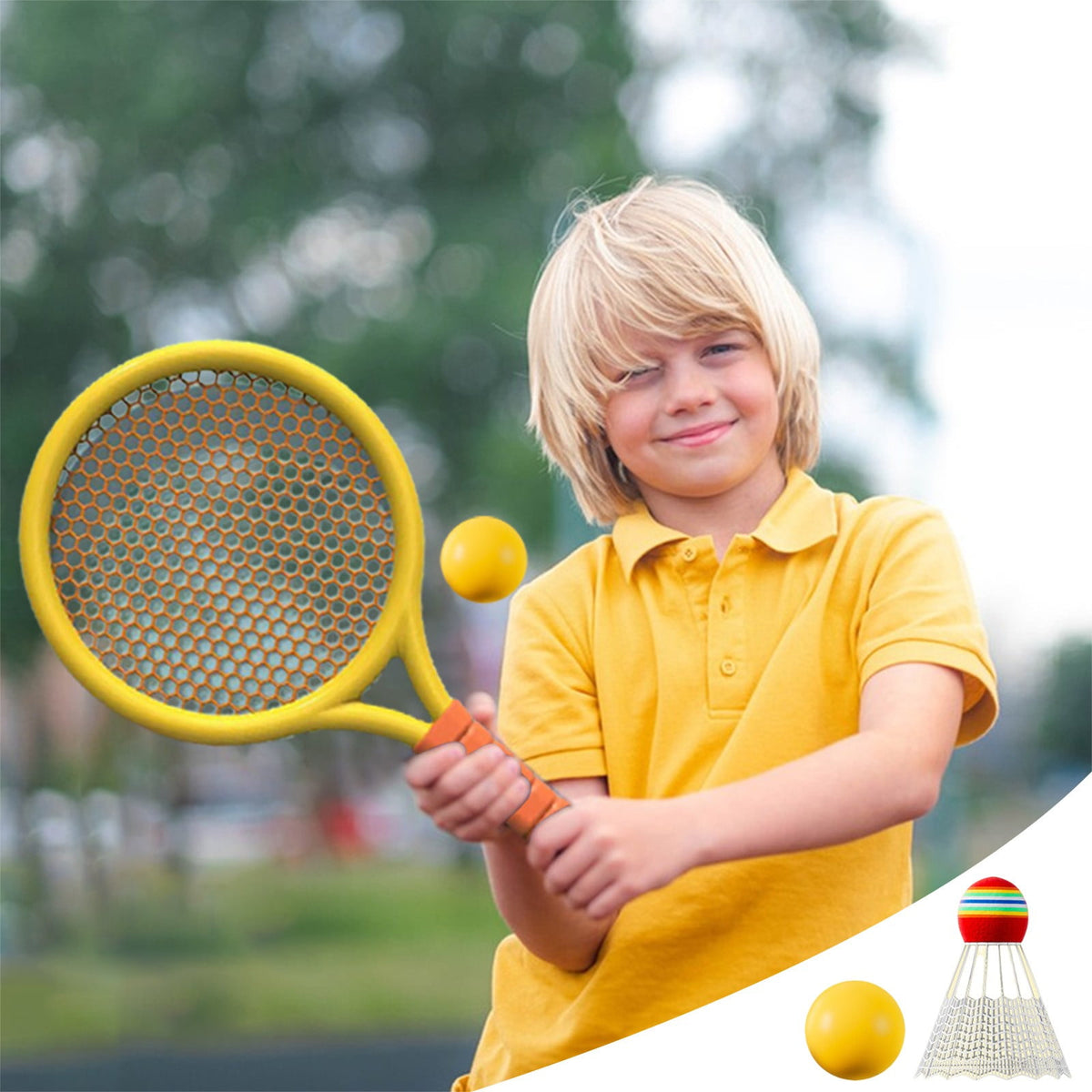 Kids Badminton & Tennis Set - Racket Family Sports Gift with Balls, Lightweight Beginner Gear for Ages 6-12, Indoor/Outdoor Play Red