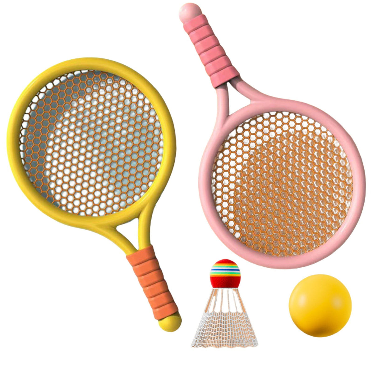 Kids Badminton & Tennis Set - Racket Family Sports Gift with Balls, Lightweight Beginner Gear for Ages 6-12, Indoor/Outdoor Play Red