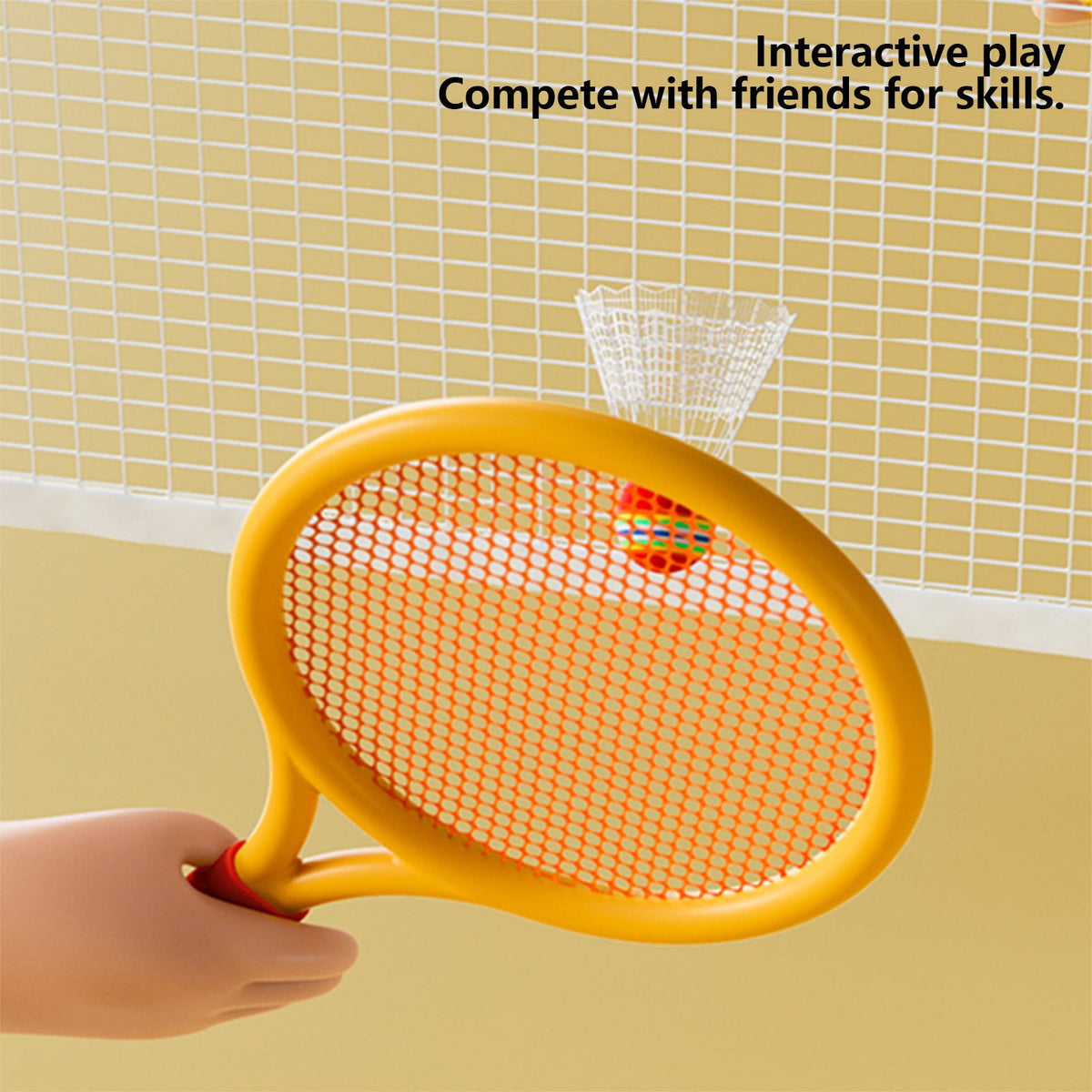Kids Badminton & Tennis Set - Racket Family Sports Gift with Balls, Lightweight Beginner Gear for Ages 6-12, Indoor/Outdoor Play Red 1