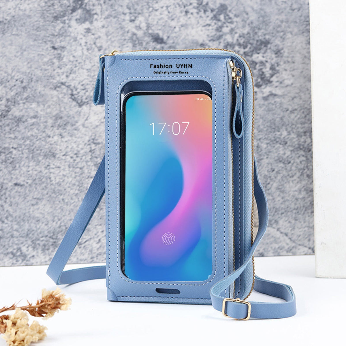 CrossBody Bags with Touchscreen Cell Phone Purse Window Zipper Pocket, Phone Bag for Women, Small Travel Wallet 3.9×7.9 in Blue