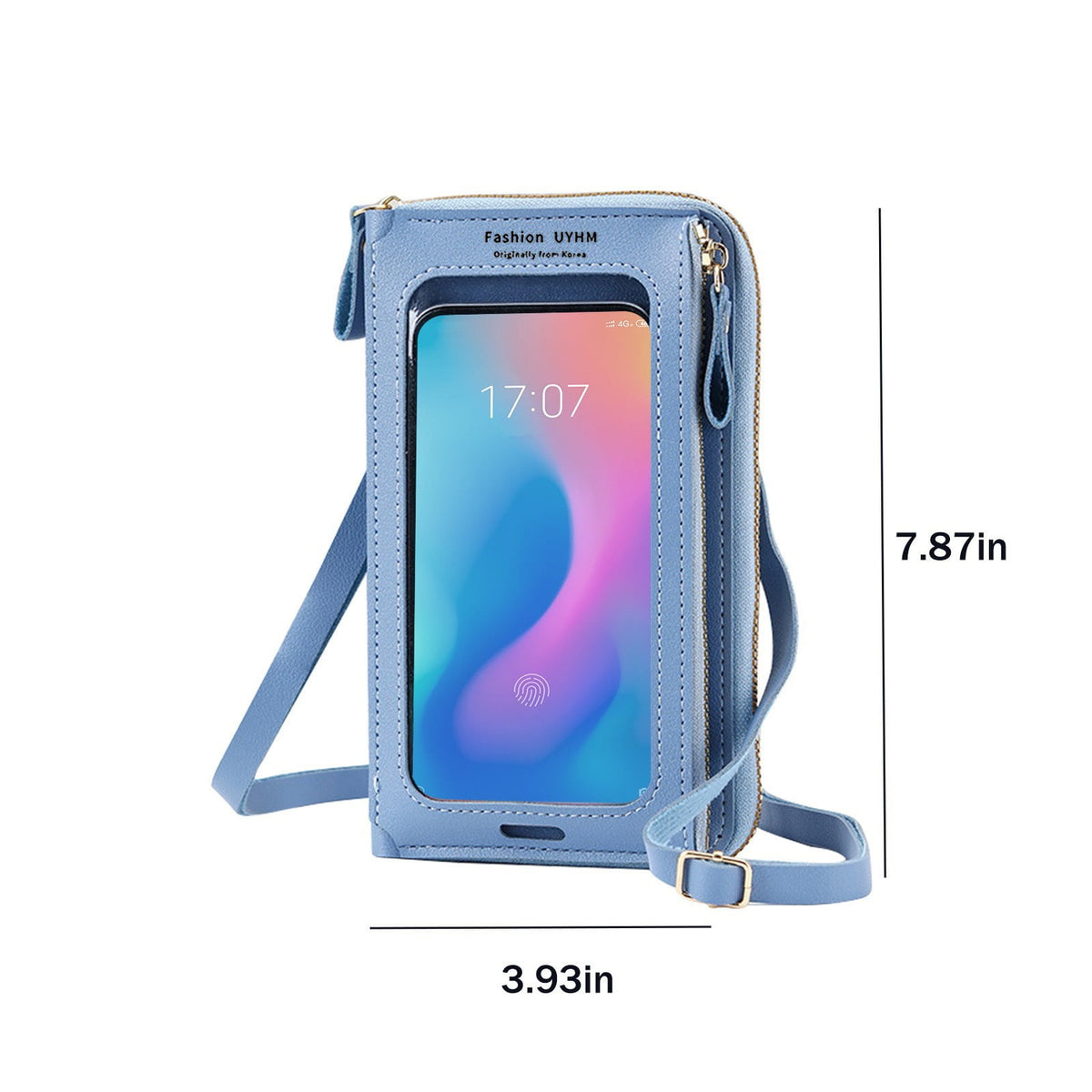 CrossBody Bags with Touchscreen Cell Phone Purse Window Zipper Pocket, Phone Bag for Women, Small Travel Wallet 3.9×7.9 in Blue