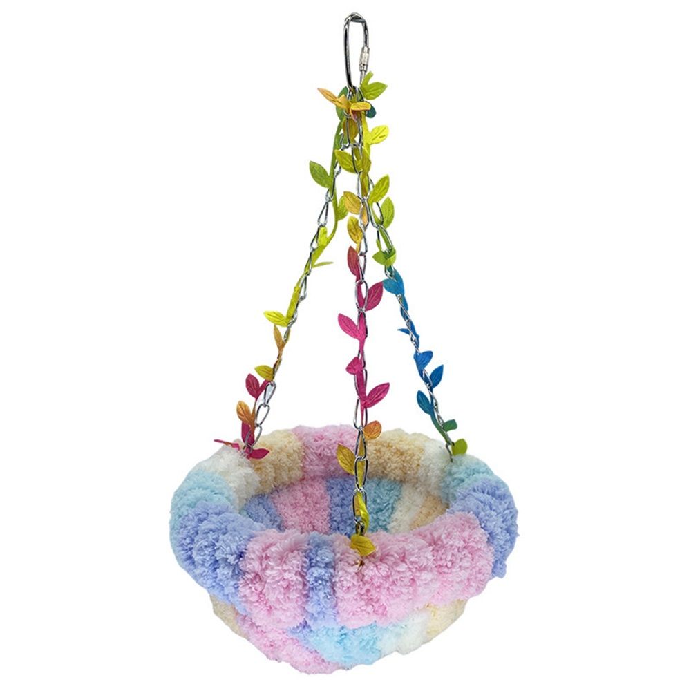 Hanging Bird Bed, Hammock for Cage Winter Warm Bird Plush Nest Parrot Sleeping Bed for Budgie Lovebird Lovebird, Finch, Hamster-pink