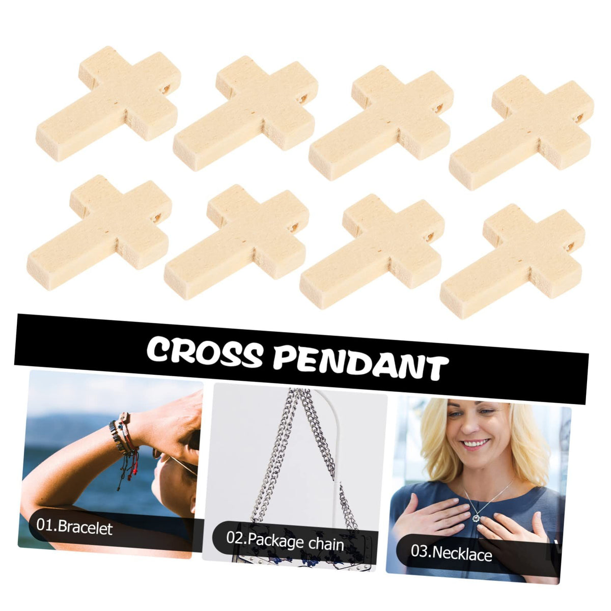 50pcs Cross Pendant Wood Cross Bulk Vintage Ornament Christ Cross Charms Cross Necklace Pendant Charm Holder for Necklace