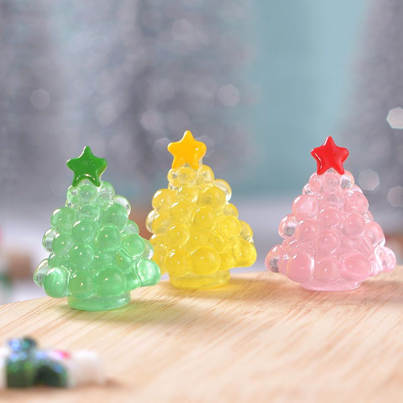 60pcs Glow-in-The-Dark Statue Tiny Tree Mini Crystal Christmas Trees Glowing Christmas Tree Luminous Christmas Miniatures