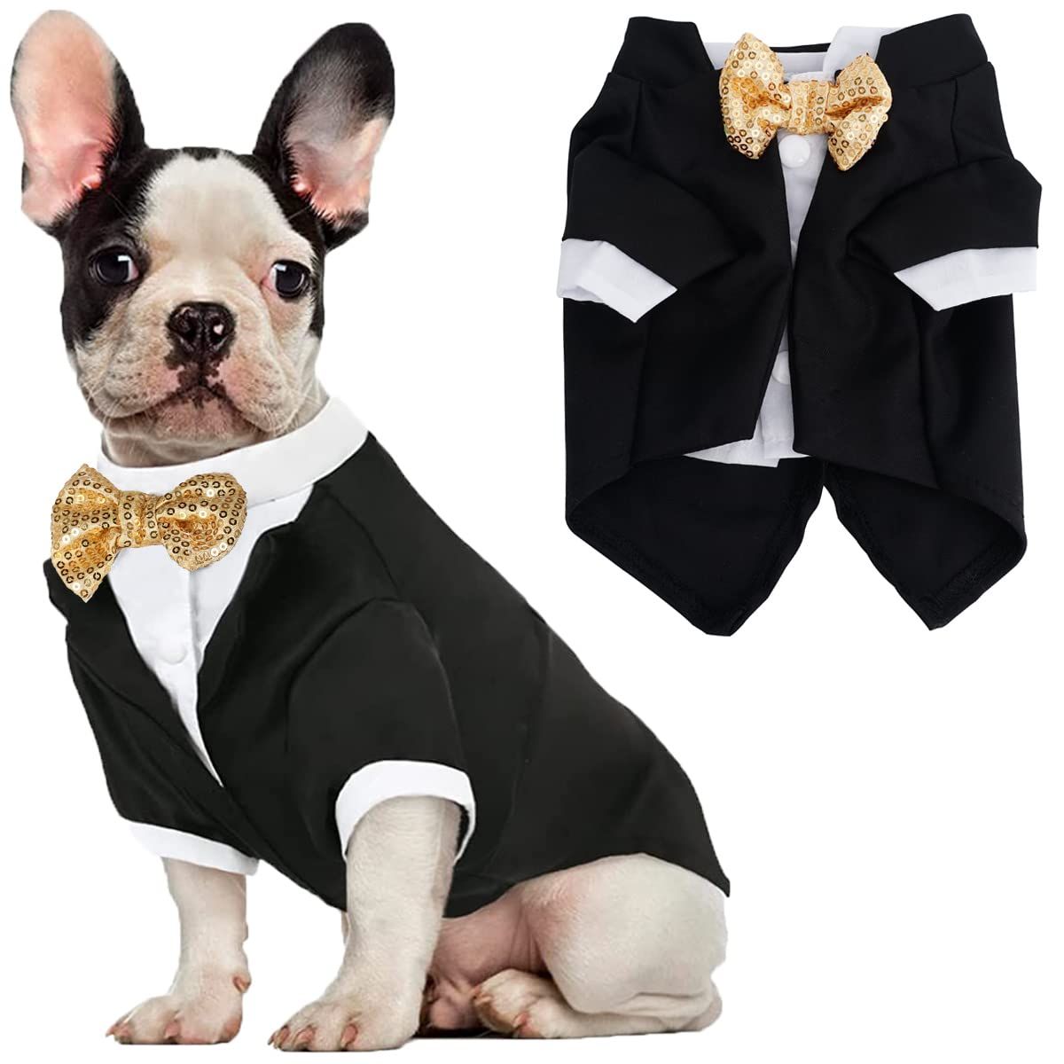 Formal Dog Clothes Shirt Costume Wedding Attire Party Bow Tie Suit, Dog Outfit for Small Medium Large Dogs Cats (M)