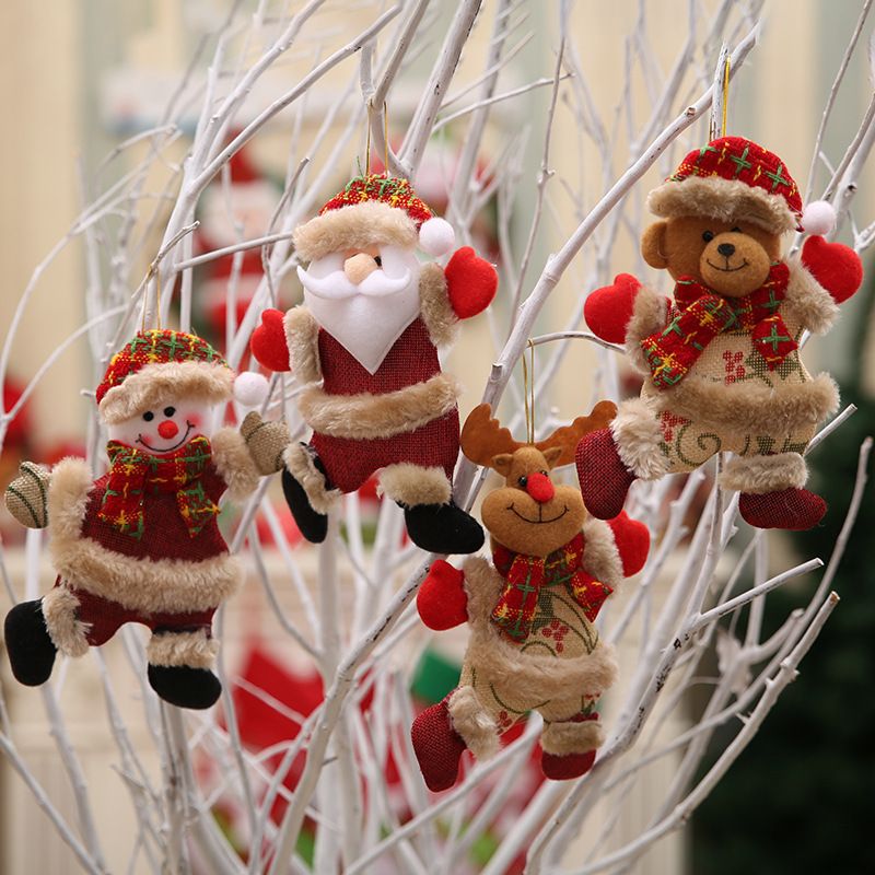 4 pcs Christmas Plush Ornaments Xmas Plush Toy Xmas Tree Decorations Hanging Ornament Christmas Decorations Xmas Fireplace