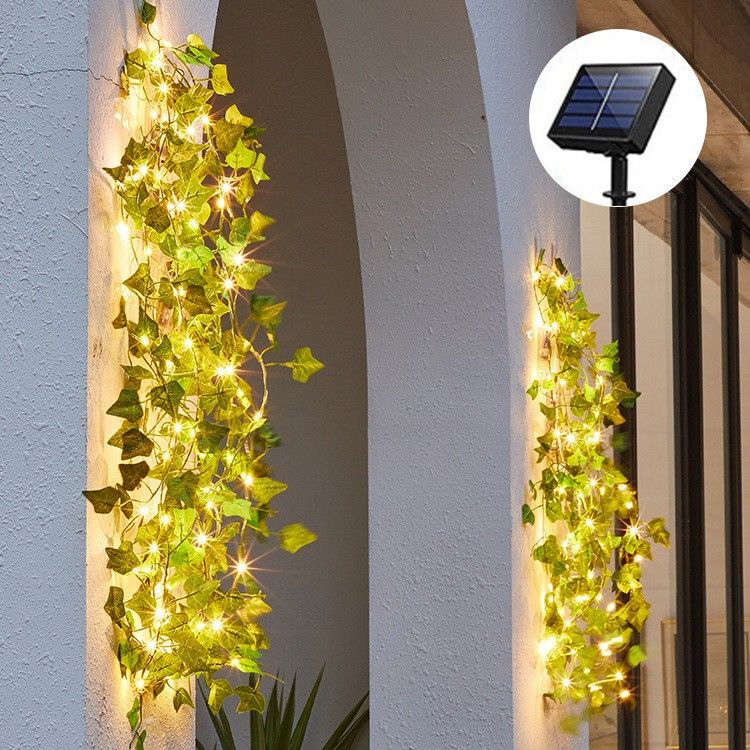 Outdoor String Lights, Fairy Lights Artificial Rattan Leaf Battery Powered Led Lights Wedding Christmas Led Garden Decoration Outdoor
