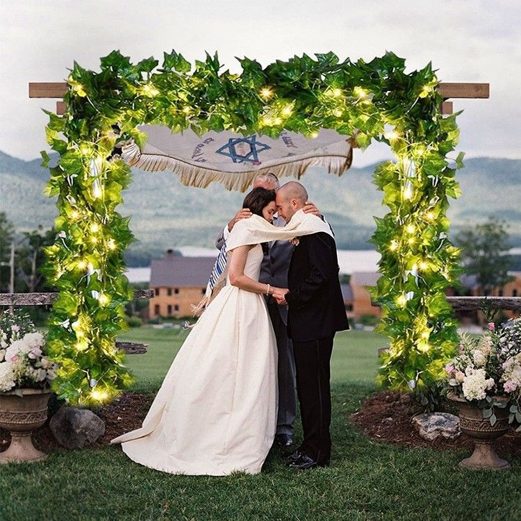 Outdoor String Lights, Fairy Lights Artificial Rattan Leaf Battery Powered Led Lights Wedding Christmas Led Garden Decoration Outdoor