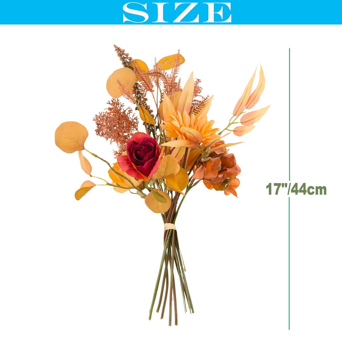 2pcs Boho Style Artificial Flower Bouquets,17 Inch Bohemian Style Fall Flower Wedding Bouquets for Bridal Bridesmaid