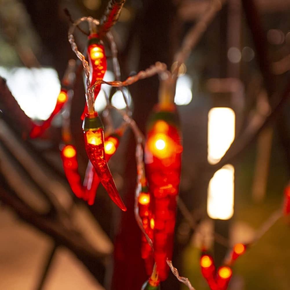 Outdoor String Lights Weatherproof Led Red Chili Lamp Lighting Battery Powered Fairy Lights Christmas Balcony Festive (3M-20LED)