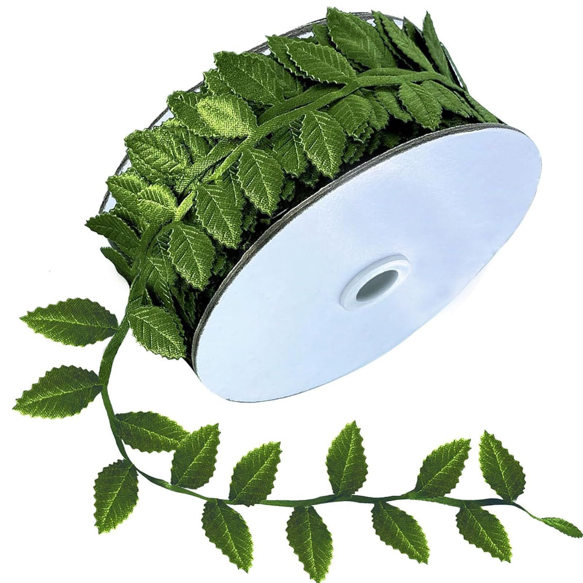 22 Yards Green Leaf Ribbon, Artificial Leaf Ribbon Green Leaves Trim Rope Leaf for DIY Craft Party Wedding Home Decoration (Green)