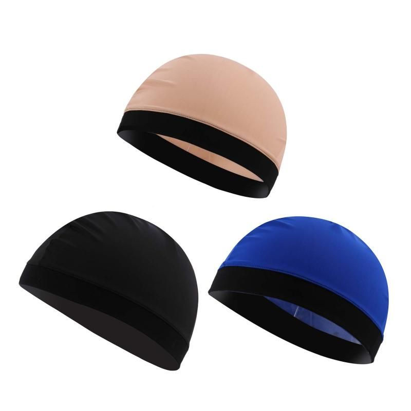 3 Pieces Unisex Satin Silky Wave Caps Wave Elastic Band Silky Headwear Stockings Wig Cap Mens Wave Caps Helmet Liner Skull Hats