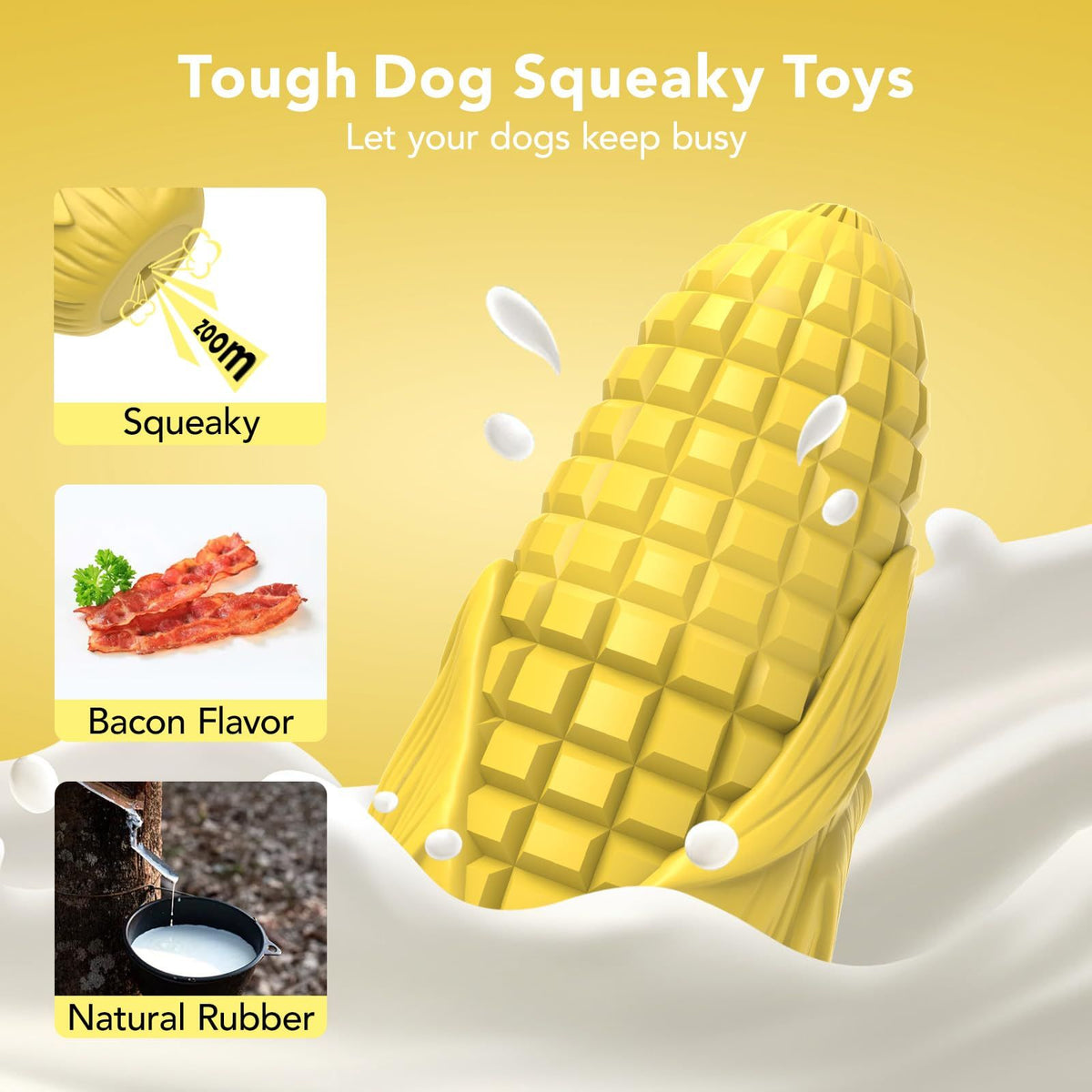 Indestructible Dog Chew Toy for Aggressive Chewers, Tough Durable Squeak Interactive Dog Toys with Milk Flavor (Blue)