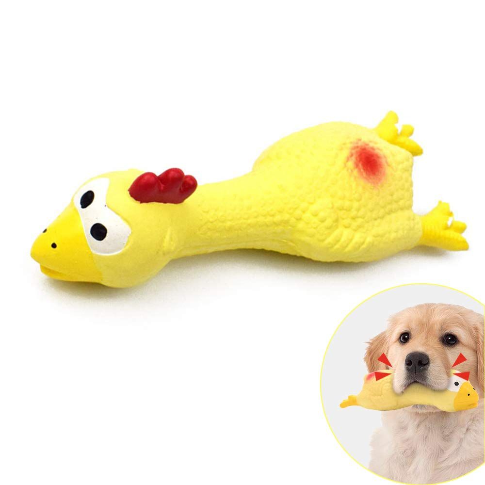 3PCS Dog Squeaky Toys, Dog Small Screaming Chicken Toys, 6.6" Long Soft Rubber Chew Toys for Puppy Small Medium Dogs
