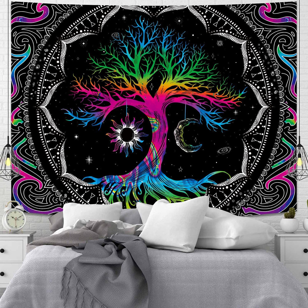 Tree of Life Tapestry for Bedroom Aesthetic Moon and Sun Bohemian Boho Tapestries Wall Hanging for Room