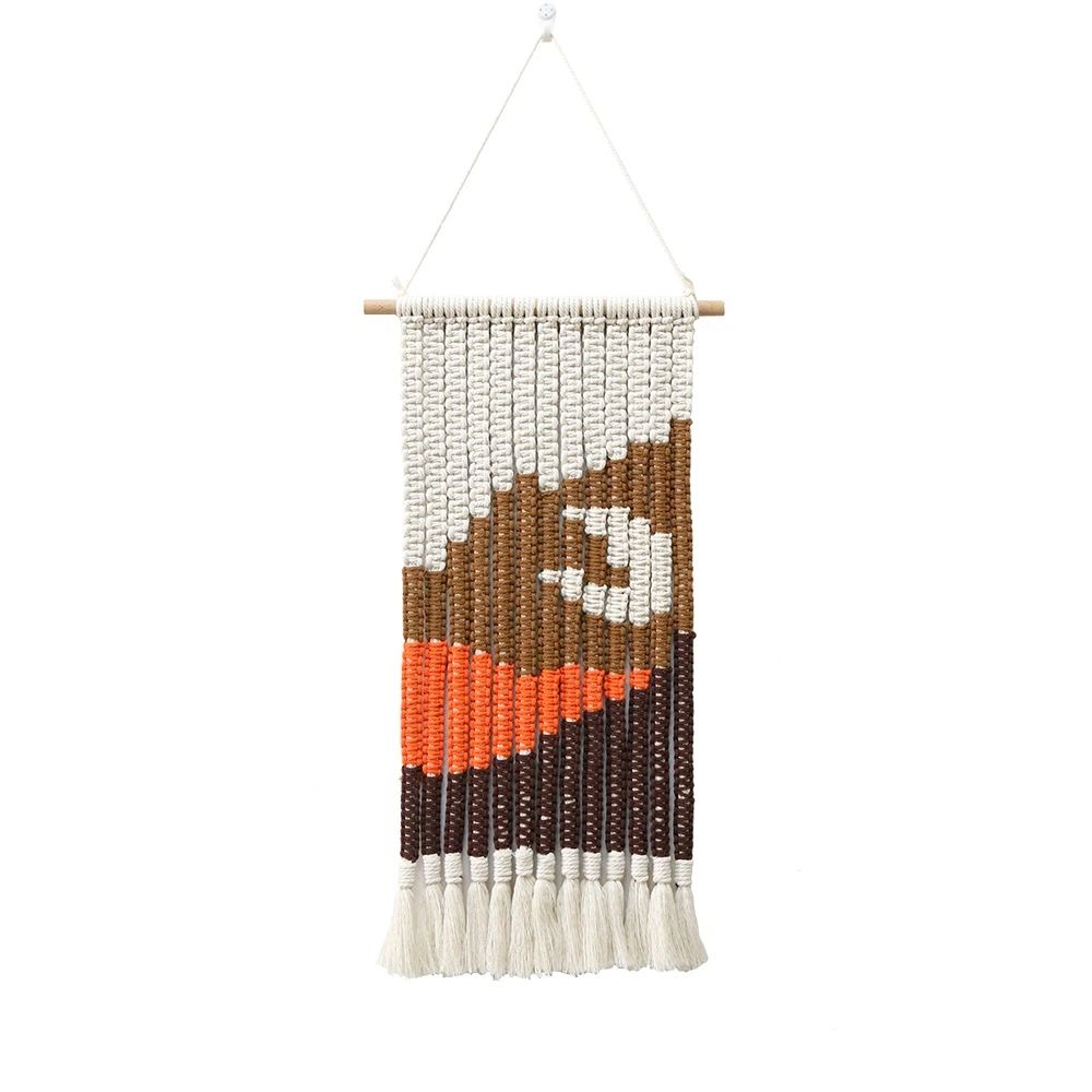 2pcs-Wall Hanging Tapestry Bohemian Hand-woven Tassels Tapestries Sun Mountain Landscape Boho Wall Art Decor