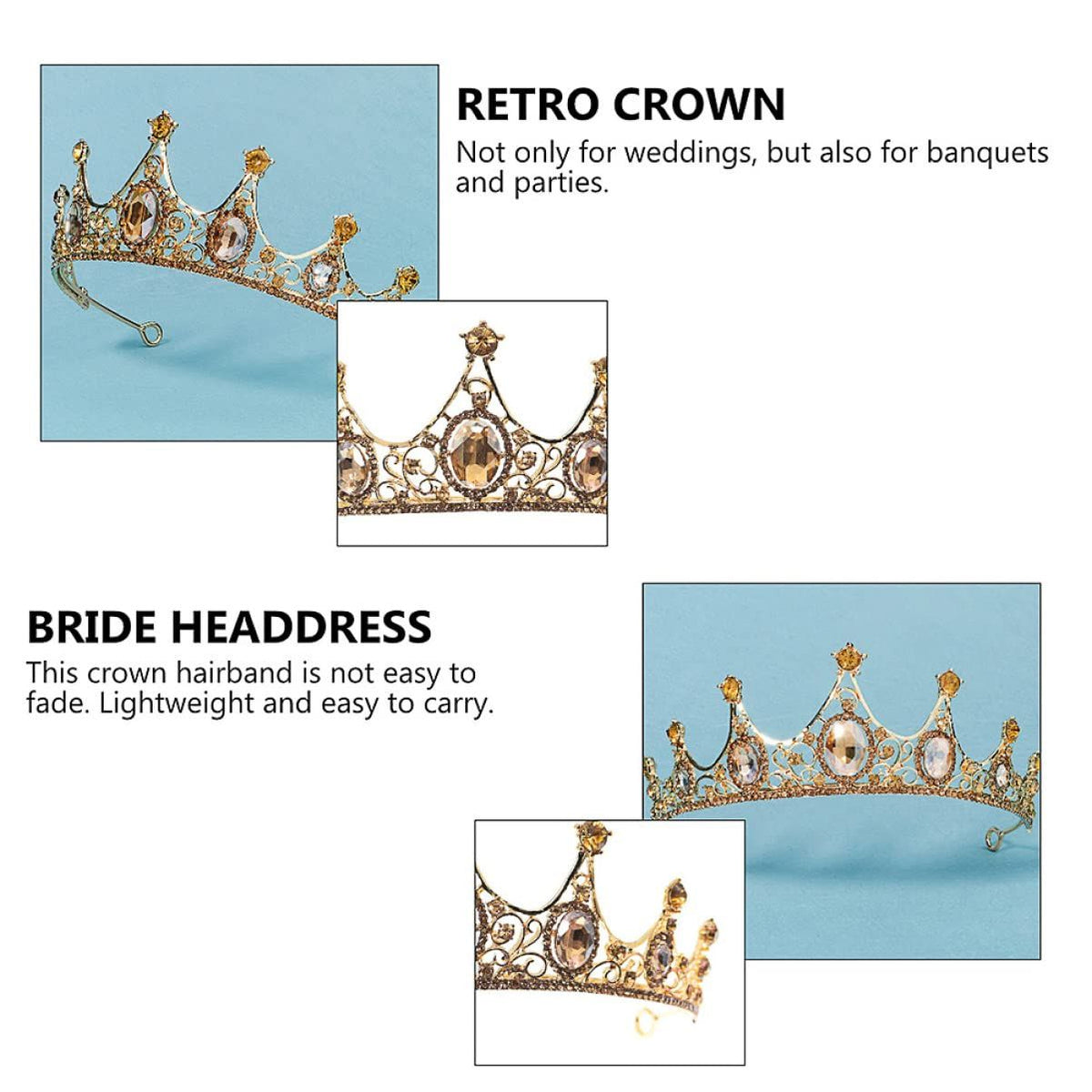 Birthday Crown for Women Wedding Rhinestones Princess Party Headbands Hair Accessories for Women and Girls