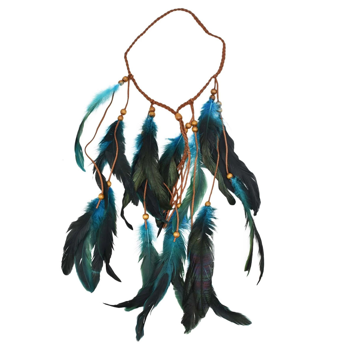 Boho Headdress Feather Headband Accessories Feather Elastic Gypsy Festival Headband Indian Fancy (Blue)