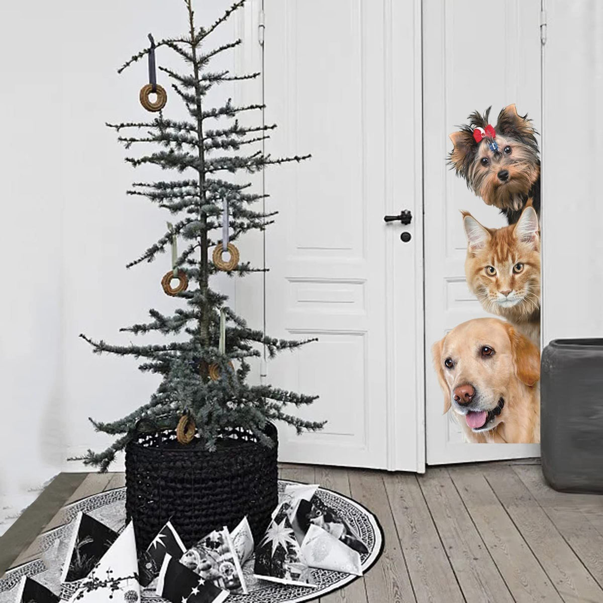 3D Simulation Kitty Dog Wall Stickers Living Room Bedroom Entrance Corner Decorative Stickers Creative Water Proof Wall Paper