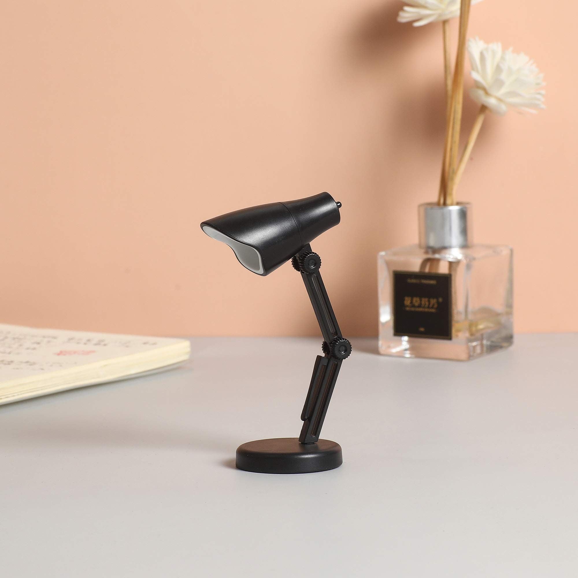 LED Mini Table Lamp Fold-able Night Reading Book Lamps for Home Room Computer Night Lights Eye Protections, for Night Study Black