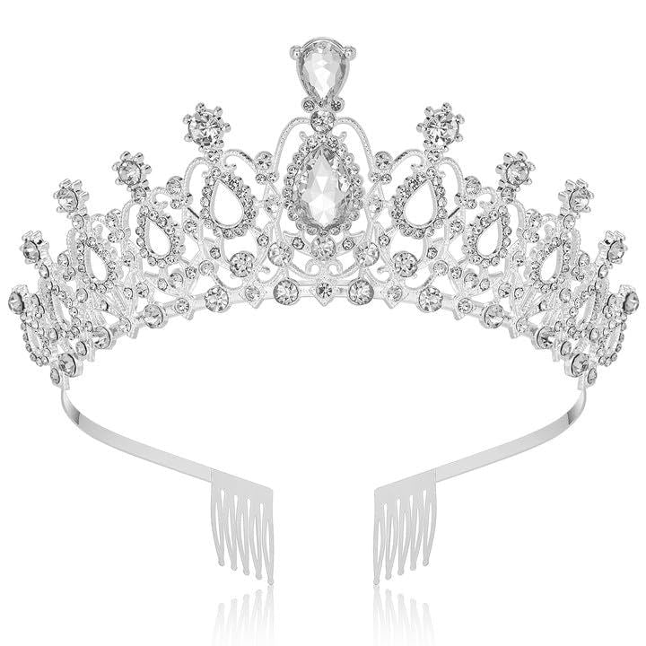 Crowns for Women, Silver Princess Crown, Crystal Crown for Bridal, Wedding, Pageant, Birthday, Party