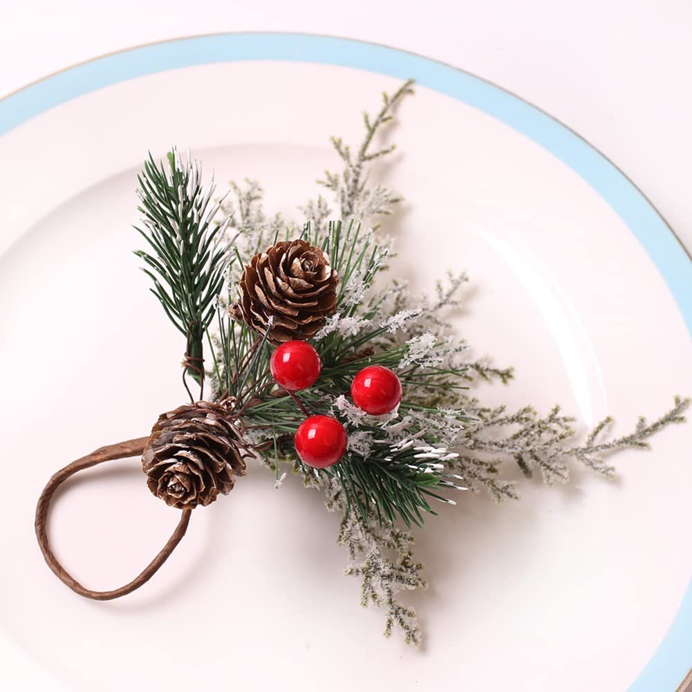 2pcs Napkin Ring, Elegant Christmas Napkin Ring Rack Table Accessories Cedar Fruit Napkin Ring Tableware Buckle Decoration