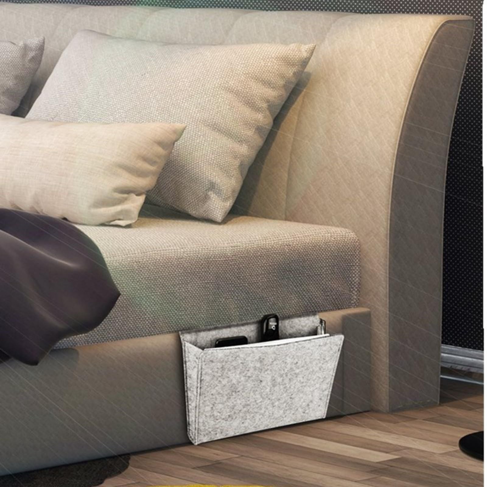 Bedside Caddy,Bed Storage Organizer Hanging Bag Holder,Magazine Book Phone Tablet Cables Remote for Home Dorm Bed Sofa