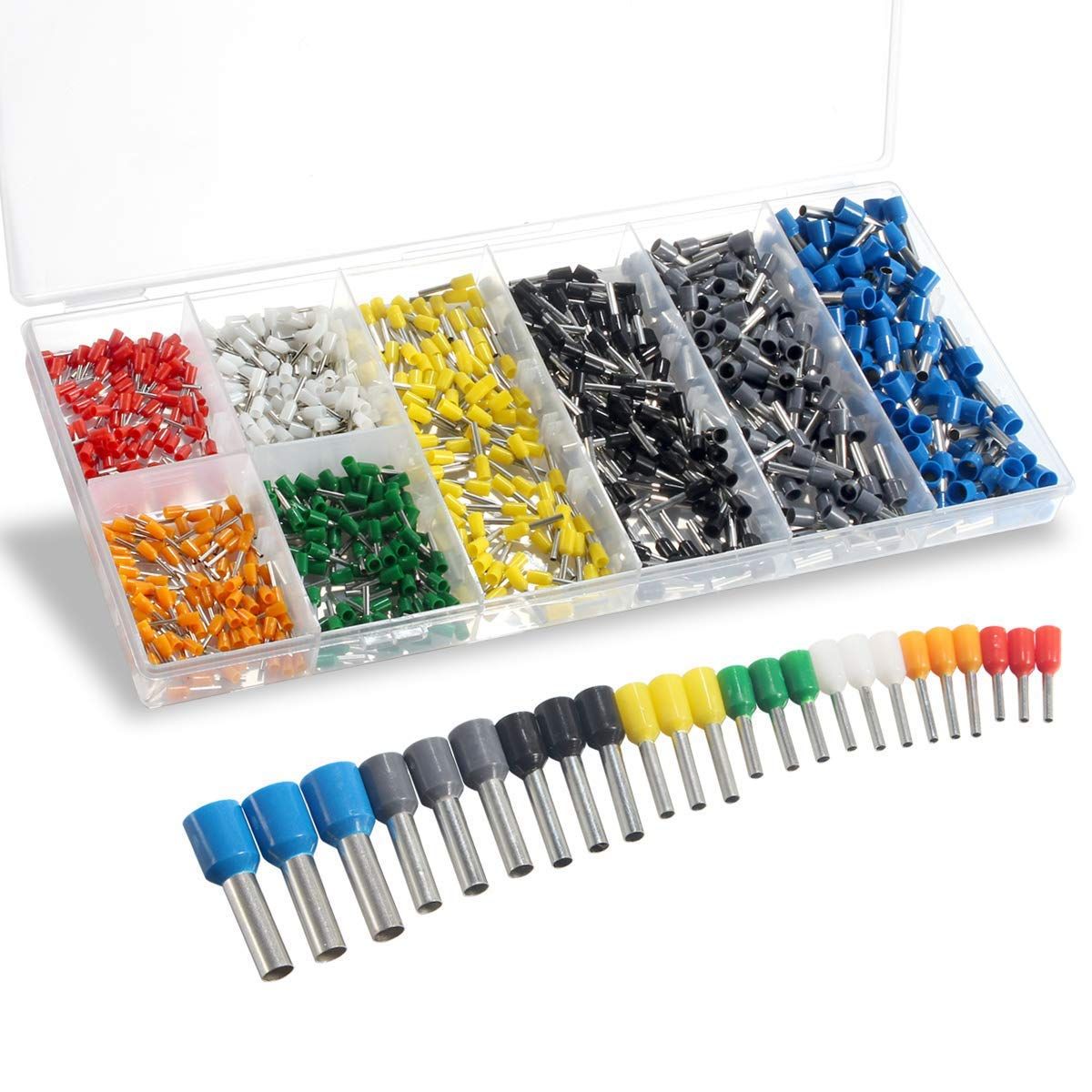 800PCS Wire Ferrules, Insulated Ferrule Crimp Pin Terminal Kit for Electrical Projects, AWG 24-10, 8 Sizes