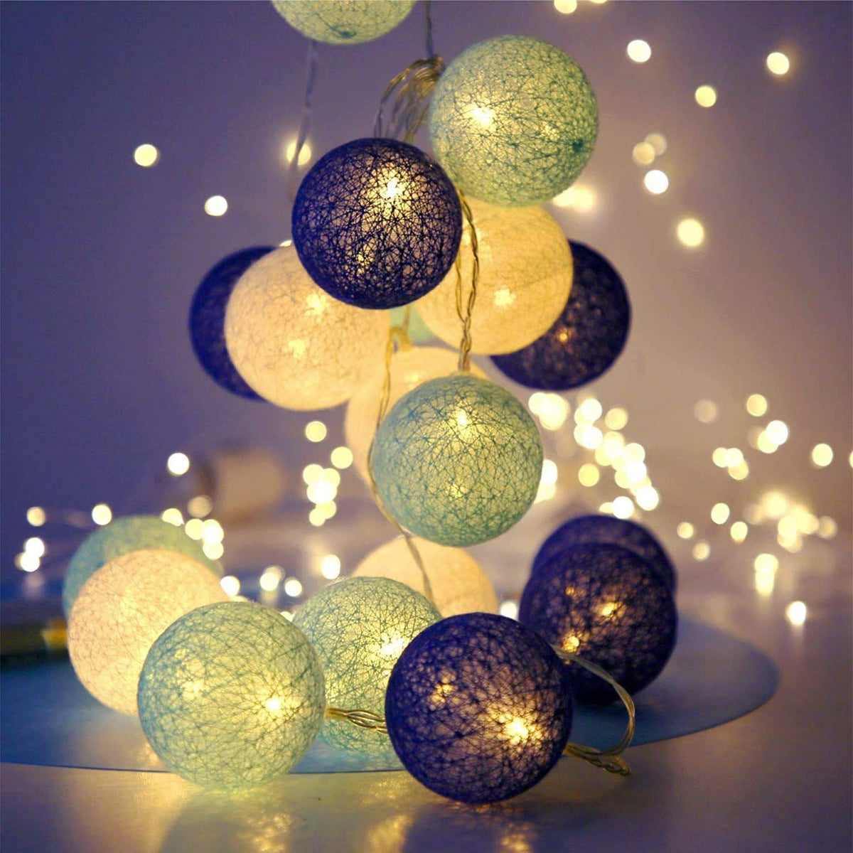 20 Cotton Ball String Fairy Lights Kids Bedroom,Home,Decor,Boys Girls Plug in Light οΌCotton Ball LEDs String Lights Fairy Lights